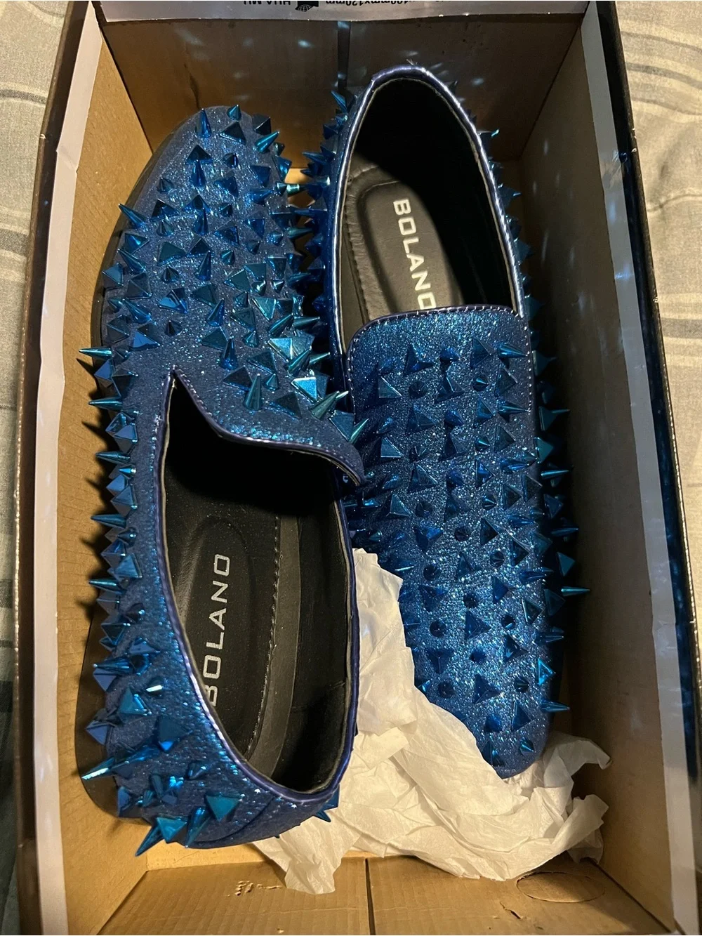 Men's Blue Studded Glitter Slip-On Loafers Bolano 8.5 mesa